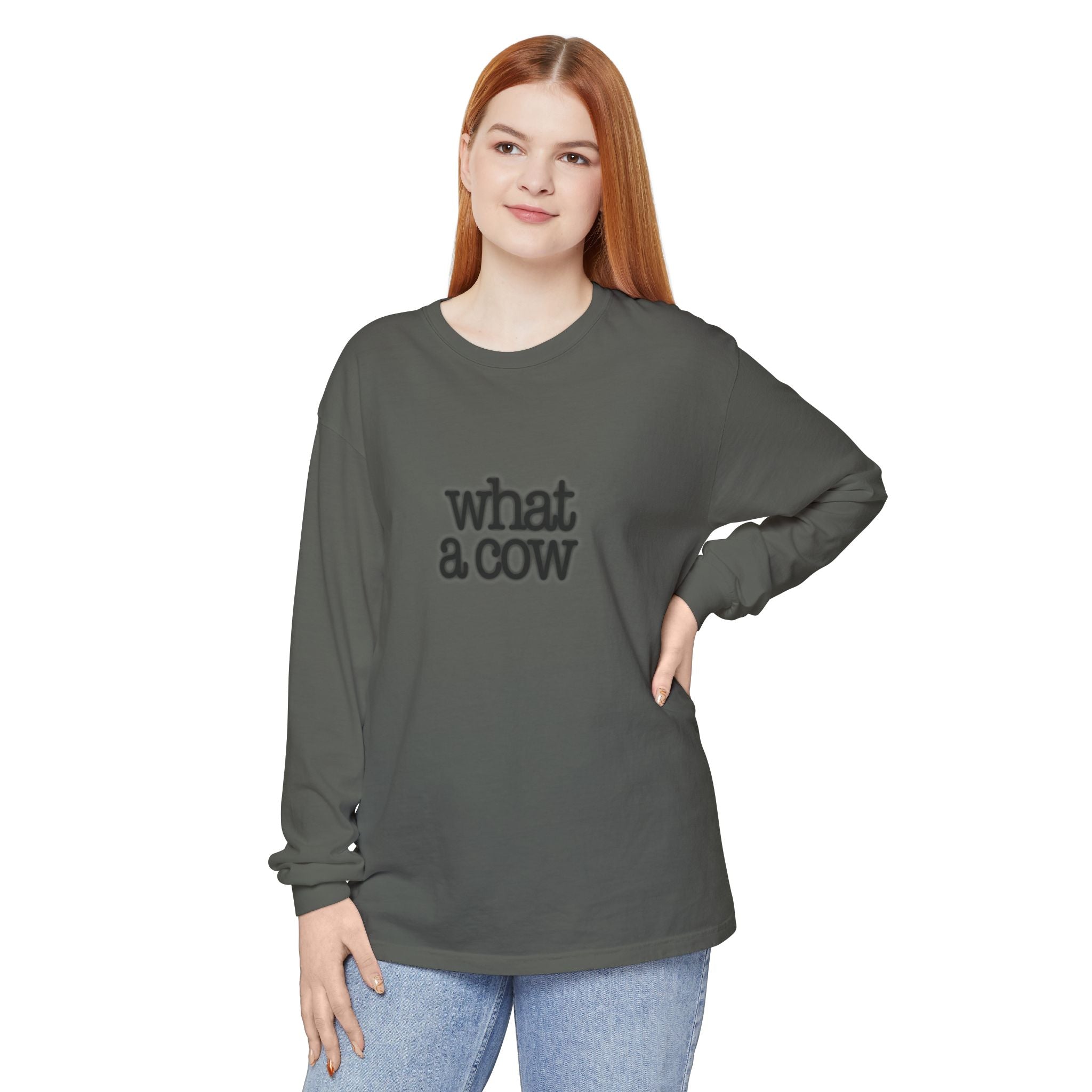 What A Cow Unisex Garment-dyed Long Sleeve T-Shirt