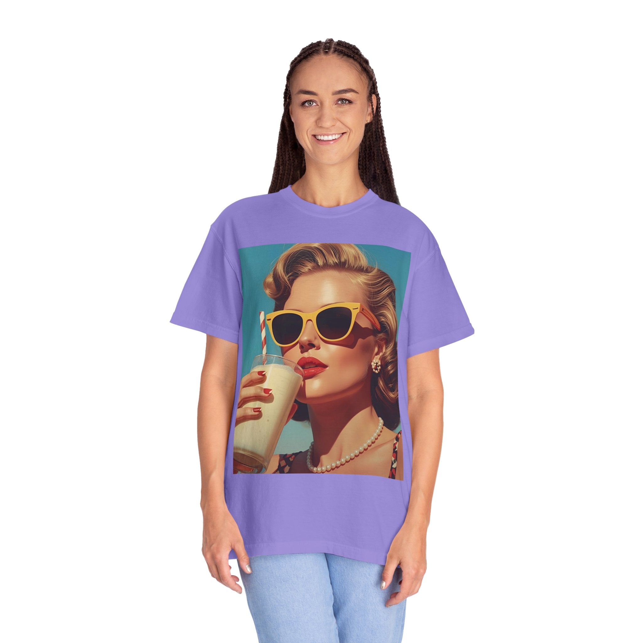 Retro Pop Art Summer Vibe T-shirt | Unisex Garment-Dyed Tee, Vintage Style Shirt, Trendy Summer Wear, Perfect Gift for Her, Casual Everyday Top