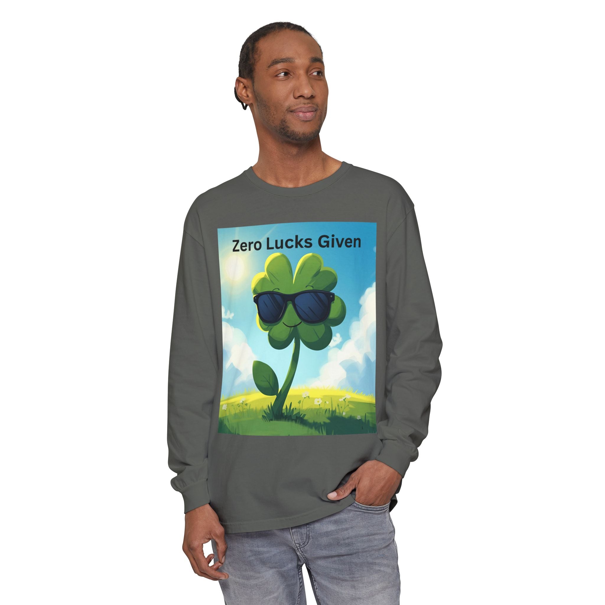 Zero Lucks Given Unisex Garment-dyed Long Sleeve T-Shirt