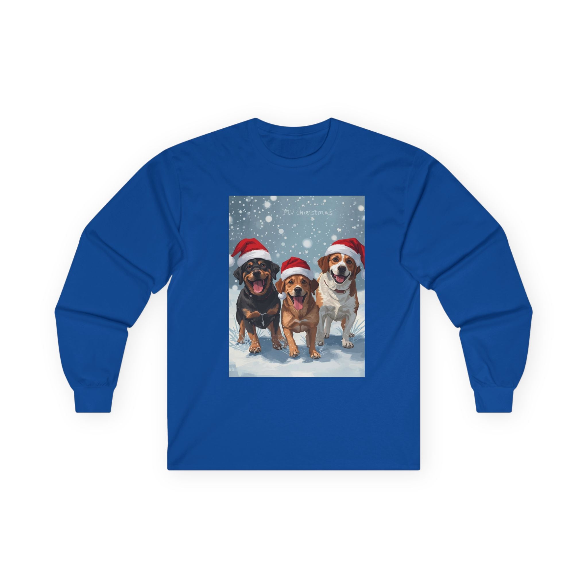 Christmas Dog Graphic Long Sleeve Tee, Holiday Shirt, Pet Lover Gift, Casual Winter Wear, Festive Apparel for Dog Lovers