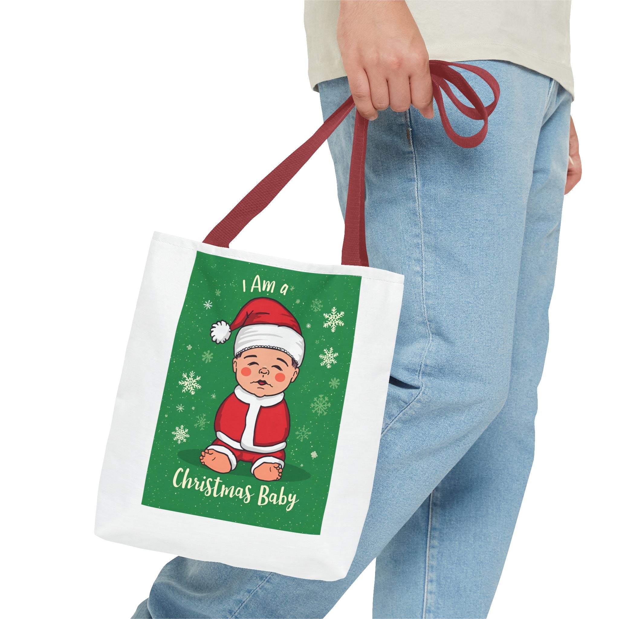 Christmas Baby Tote Bag, Holiday Gift Bag, Santa Baby Shopper, Festive Reusable Tote, Cute Christmas Tote for Kids