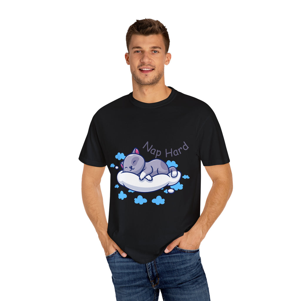 Cat Nap Graphic T-shirt, Cute Cat Tee, Relaxed Fit Apparel, Gift for Cat Lovers, Cozy Lounge Wear, Funny Pet Humor Top