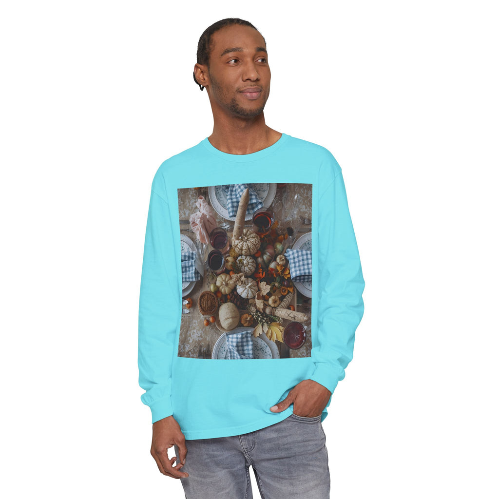 Rustic Gatherings Festive Long Sleeve T-Shirt for Gatherings, Casual Wear, Thanksgiving Shirt, Cozy Gift, Holiday Celebration Tee