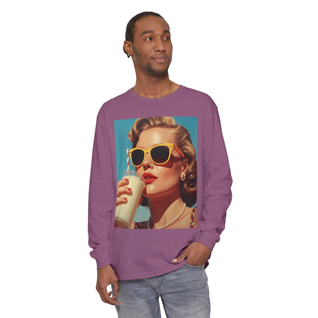 Retro Pop Art Long Sleeve T-Shirt, Vintage Graphic Tee, Fashion Top, Summer Style shirt, Gift for Art Lovers, Casual Wear