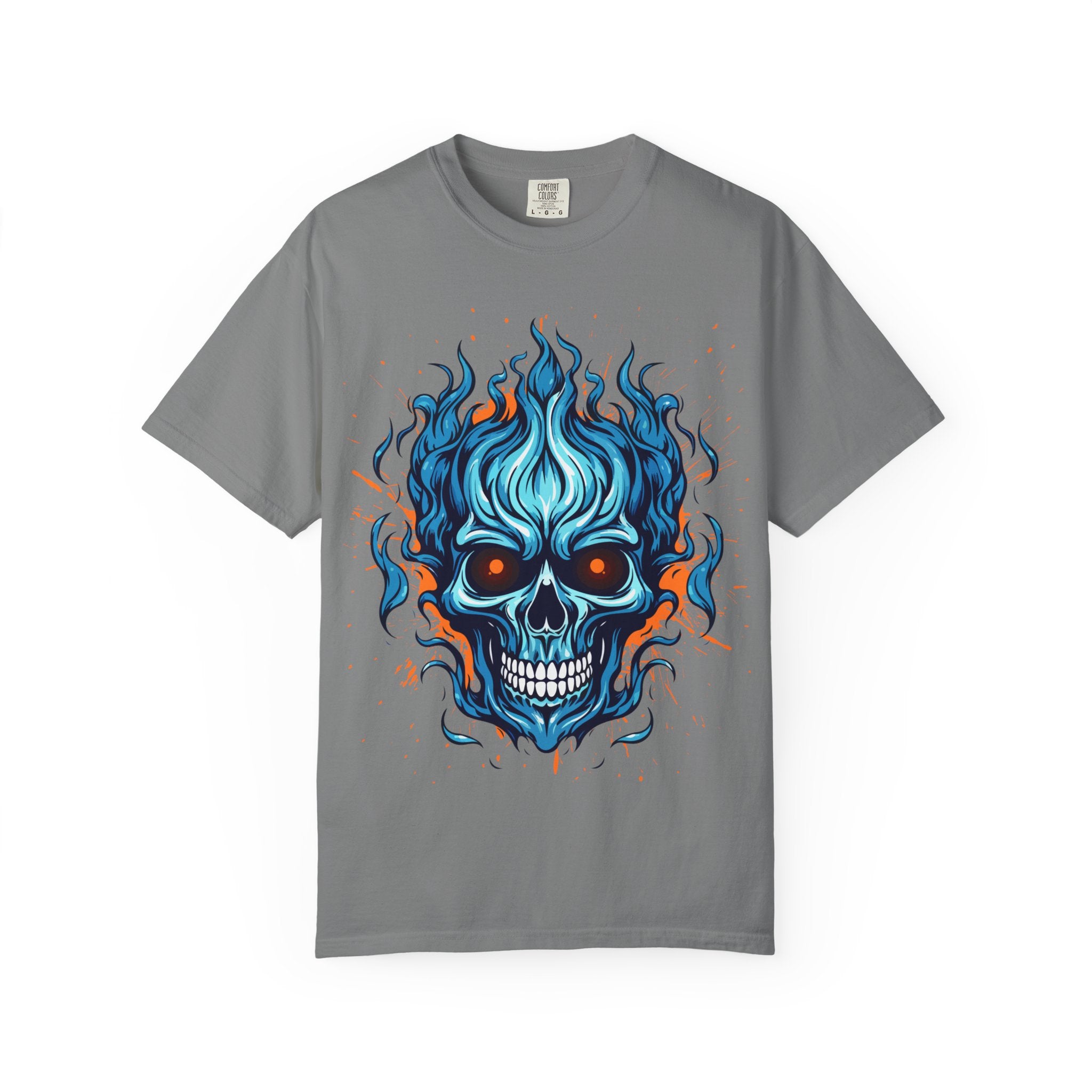 Flame Skull Graphic T-Shirt | Unisex Apparel for Rock Lovers, Halloween Costume, Edgy Style, Concert Fashion, Gift for Him/Her