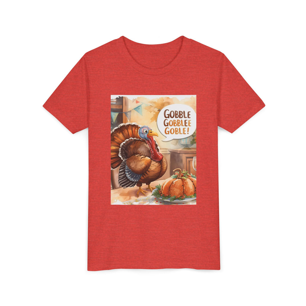Thanksgiving Turkey Youth Tee, Gobble Gobble Shirt, Kids Thanksgiving Apparel, Fall Celebration Tee, Funny Turkey Shirt