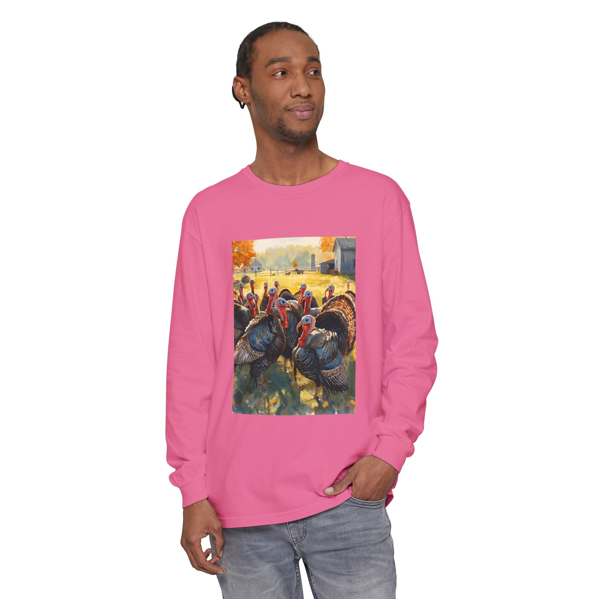 Thanksgiving Turkey Unisex Garment-dyed Long Sleeve T-Shirt