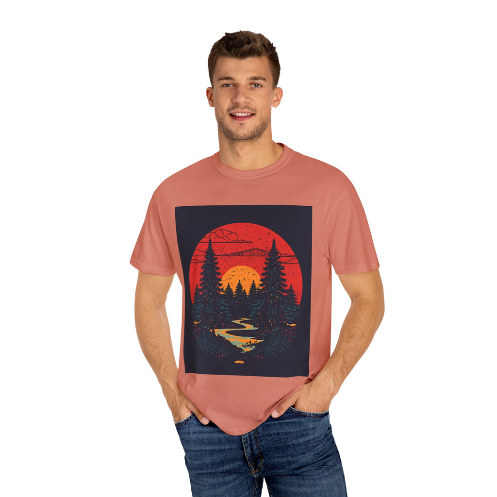 Sunset Forest Unisex Tee, Outdoor Adventure Shirt, Nature Lover Gift, Casual Stylish Top, Fall Fashion T-shirt