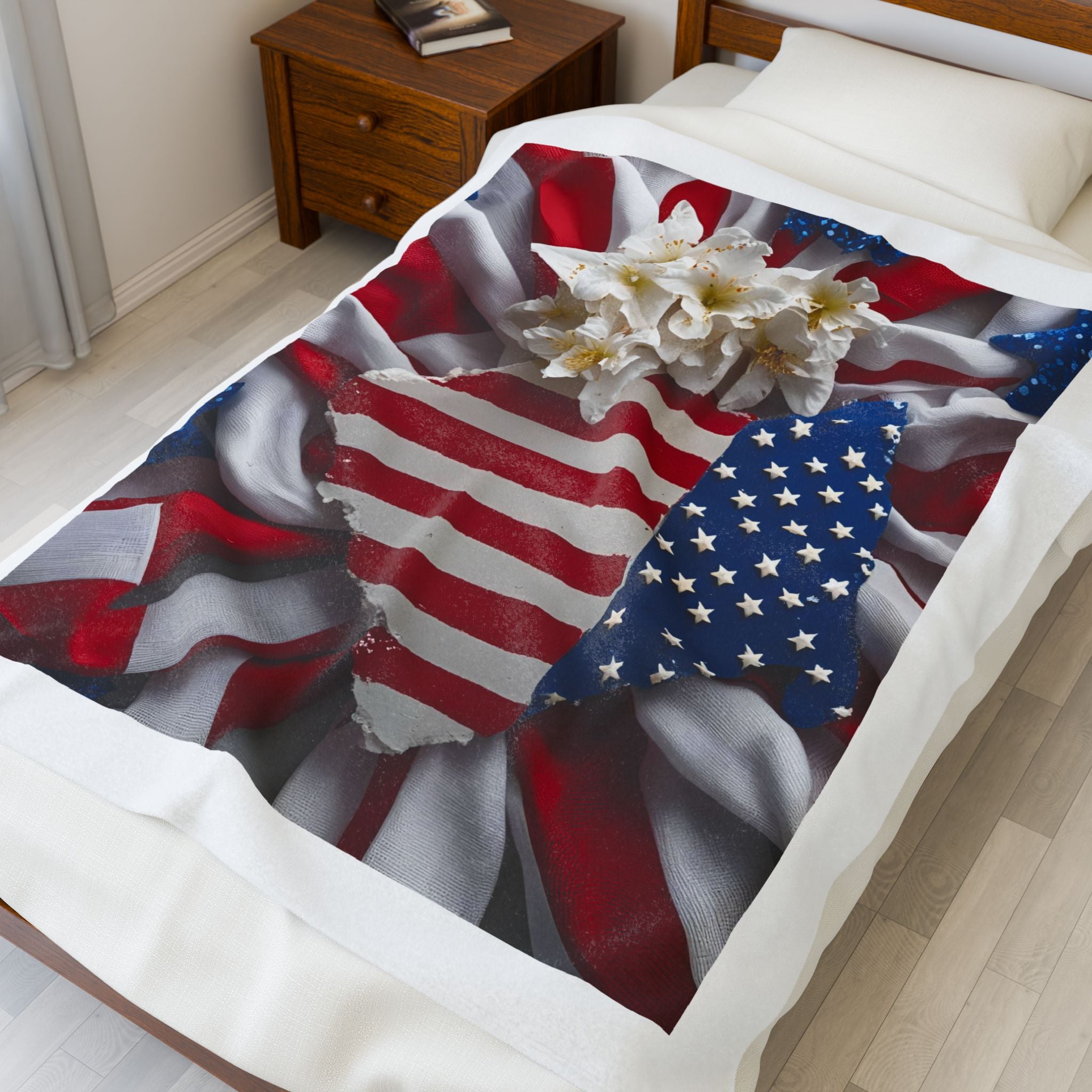 Patriotic Heart Velveteen Plush Blanket