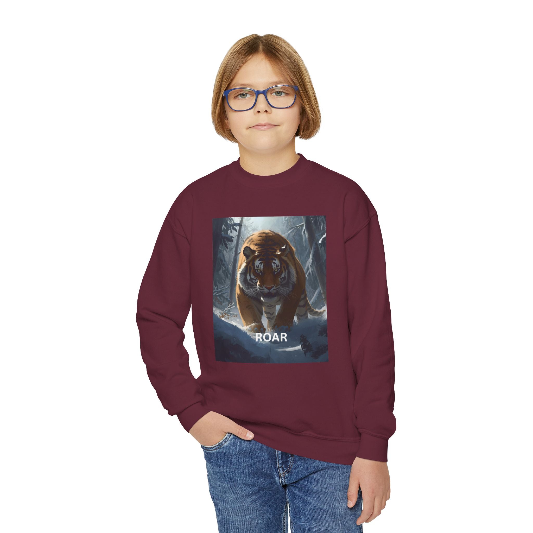 Tiger Roar Snow Youth Crewneck Sweatshirt