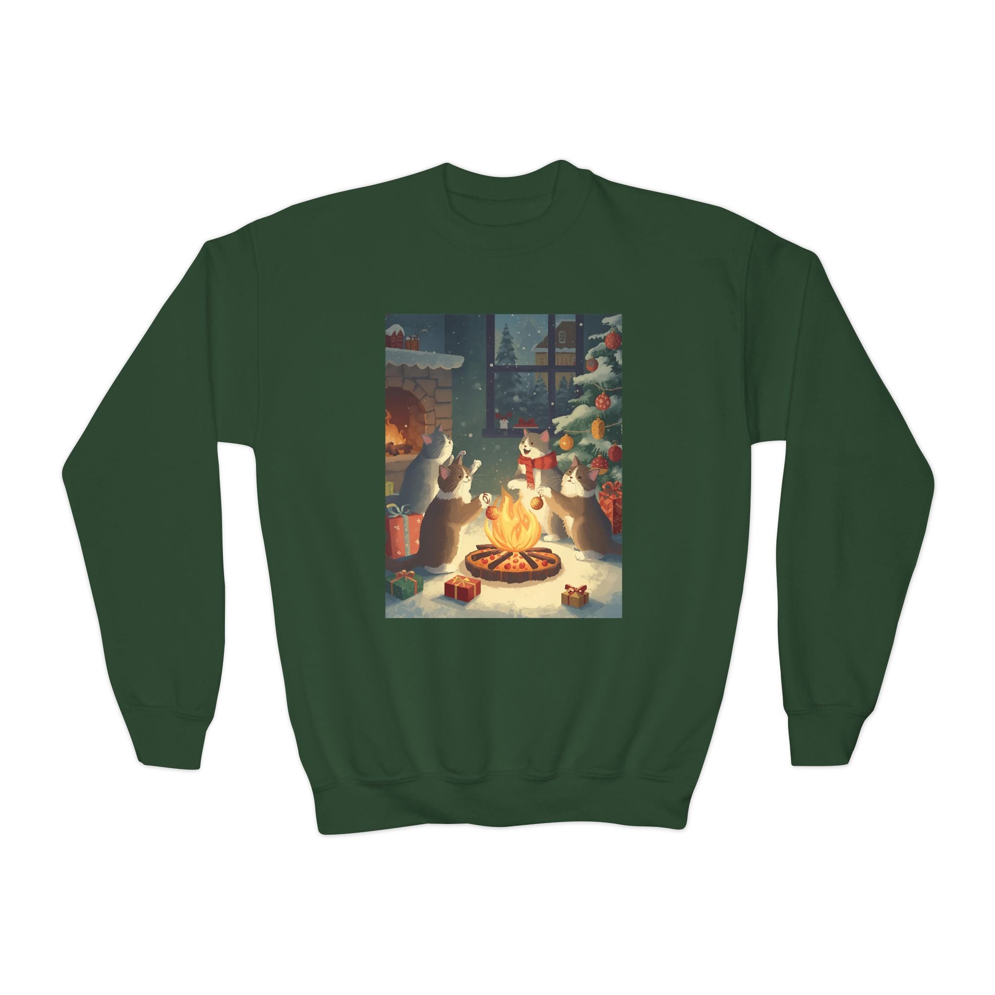 Cute Cats Christmas Youth Crewneck Sweatshirt