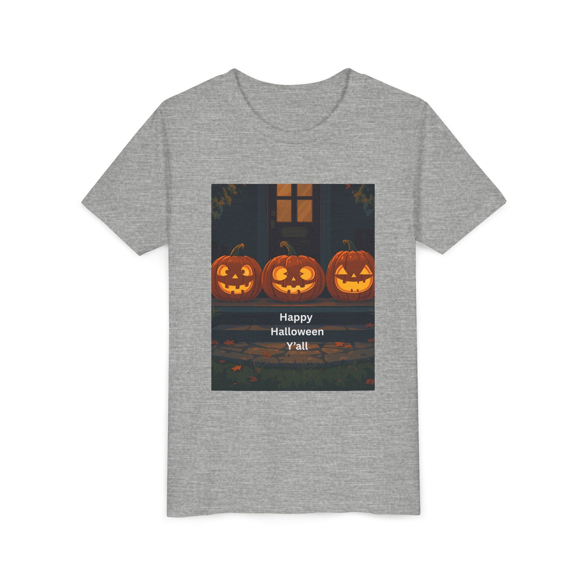 Halloween Pumpkin Youth Tee, Jack-o'-lantern Shirt, Trick or Treat Apparel, Spooky Kids T-Shirt, Halloween Costume Top