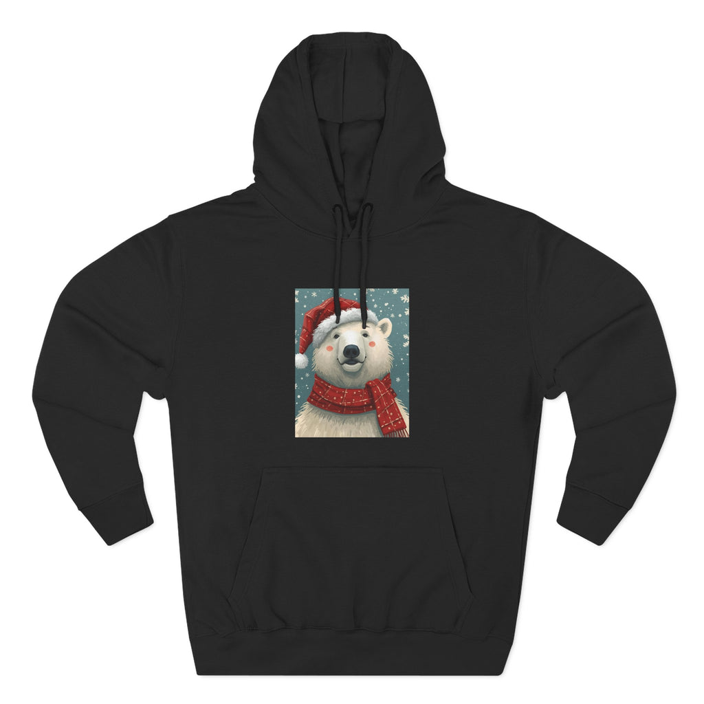 Cozy Polar Bear Holiday Hoodie, Winter Fleece Sweatshirt, Christmas Gift, Cute Animal Hoodie, Festive Apparel, Seasonal Wear