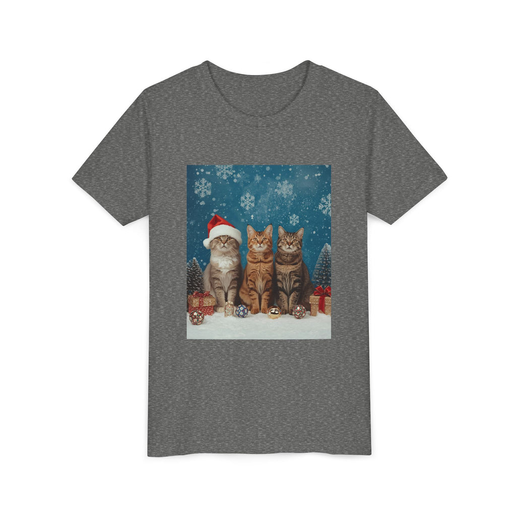 Cute Cat Festive Christmas Youth Short Sleeve Tee