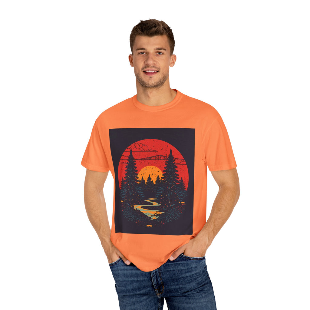 Sunset Forest Unisex Tee, Outdoor Adventure Shirt, Nature Lover Gift, Casual Stylish Top, Fall Fashion T-shirt