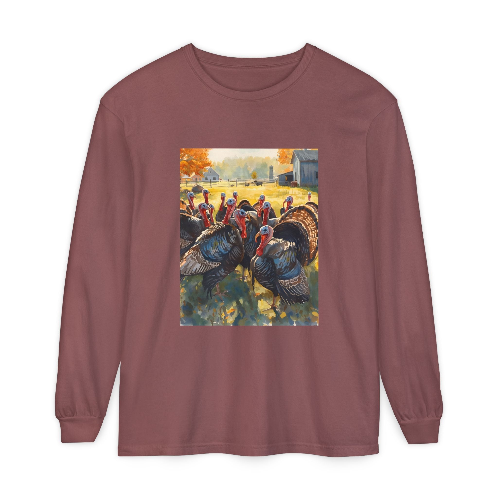 Thanksgiving Turkey Unisex Garment-dyed Long Sleeve T-Shirt