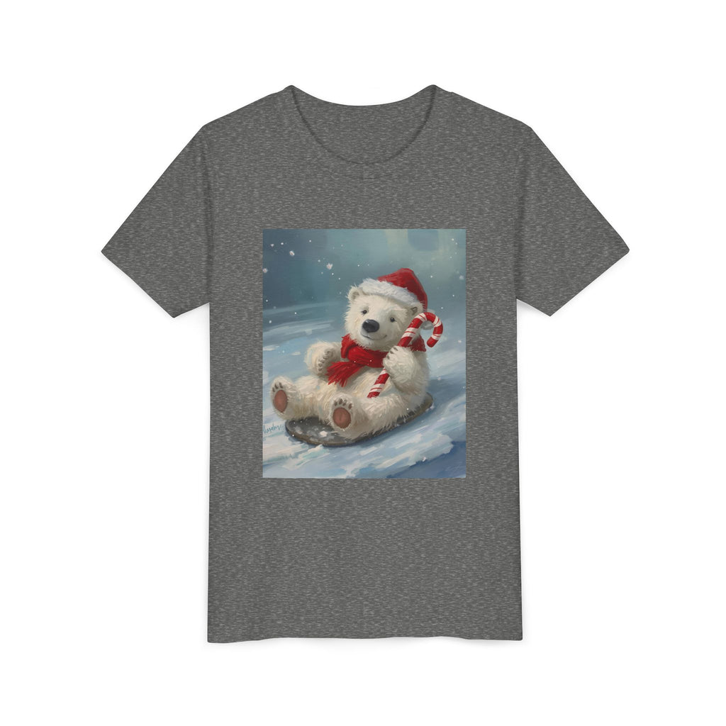 Cute Christmas Bear Youth Short Sleeve Tee