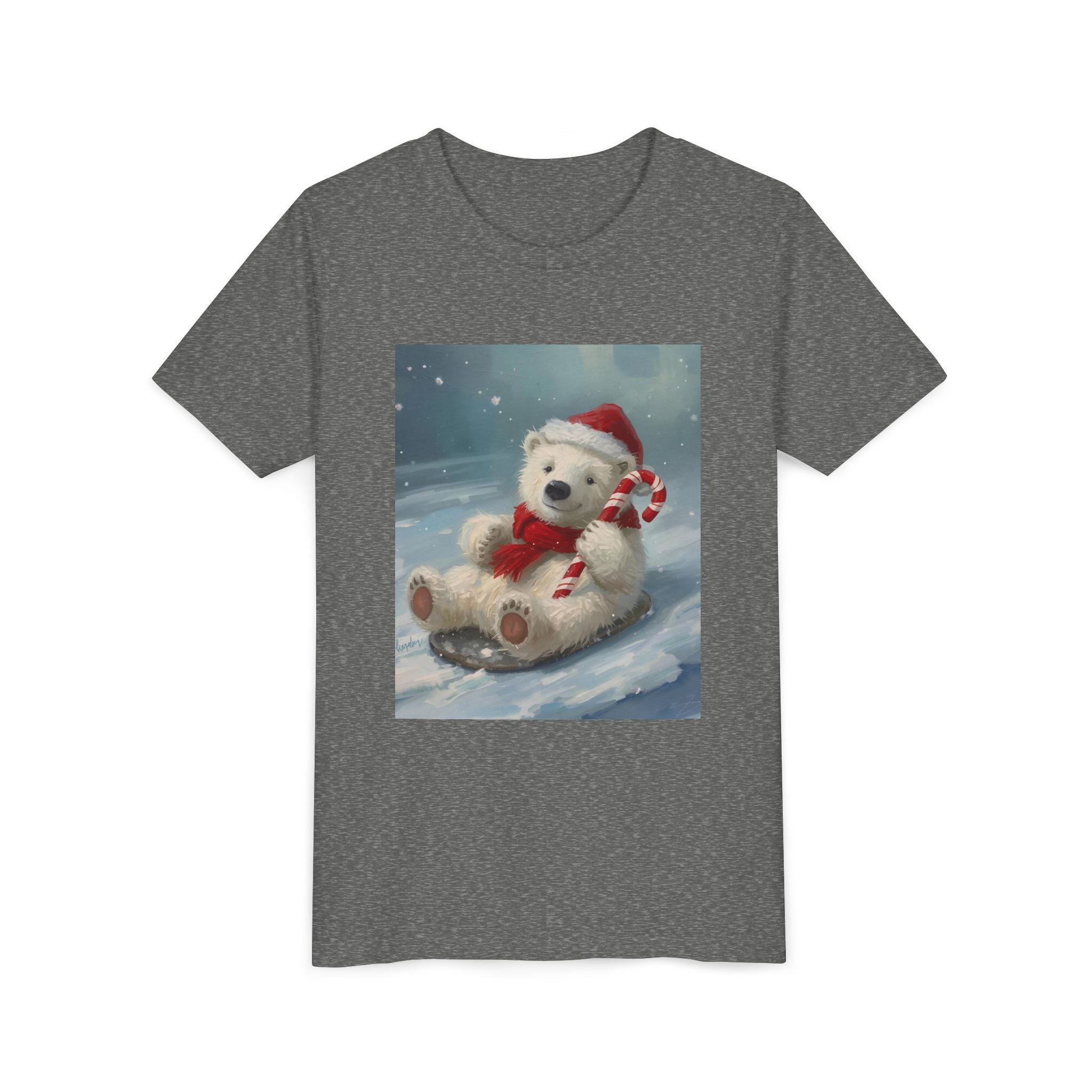 Cute Christmas Bear Youth Short Sleeve Tee