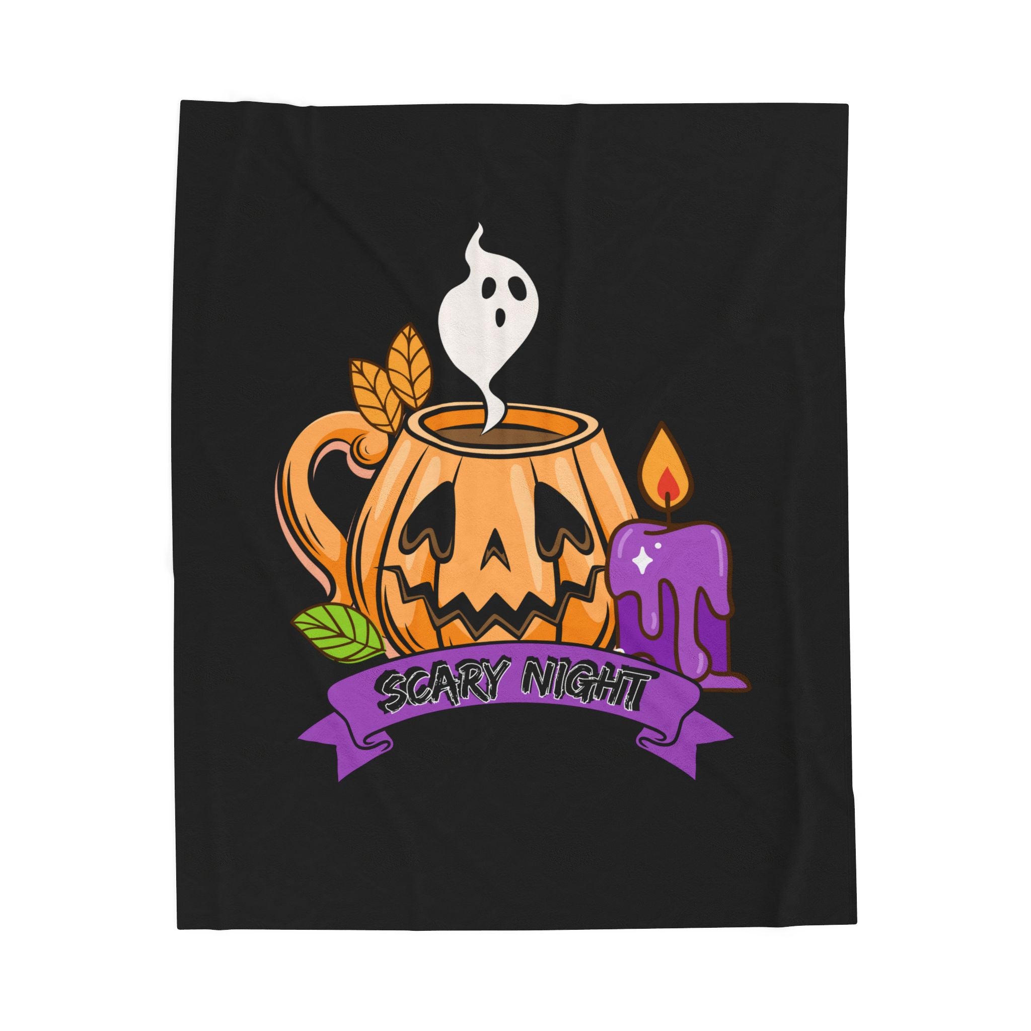 Funny Cute Pumpkin Cup Velveteen Plush Blanket