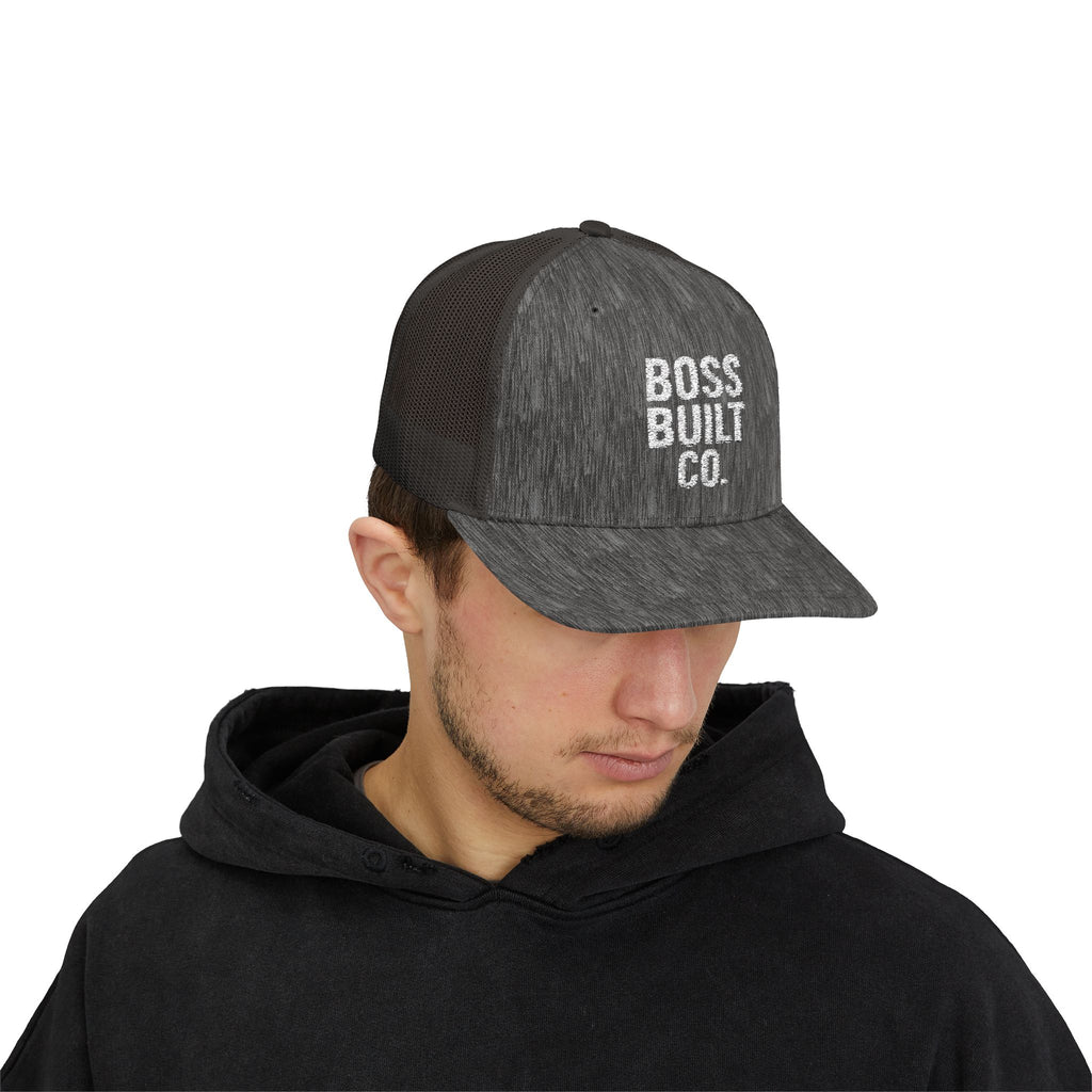 Boss Built Co. Trucker Hat — Vintage Distressed Snapback Cap for Builders & Makers