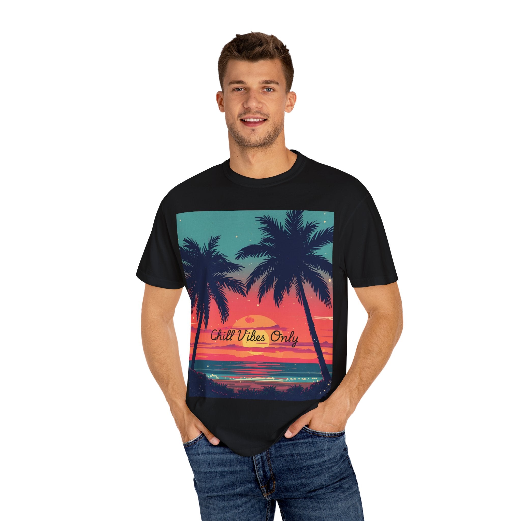 Tropical Sunset Unisex Garment-Dyed T-shirt