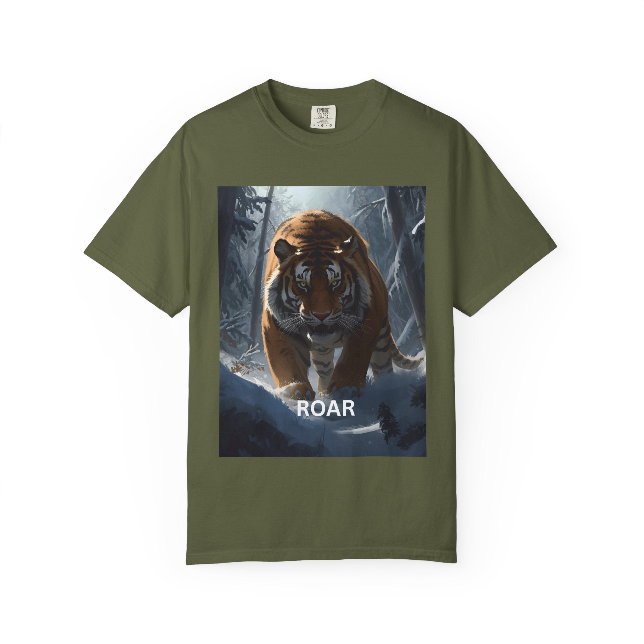 Tiger Roar Snow Unisex T-Shirt, Animal Lover Gift, Wildlife Tee, Casual Wear, Adventure Shirt, Nature Inspired Apparel