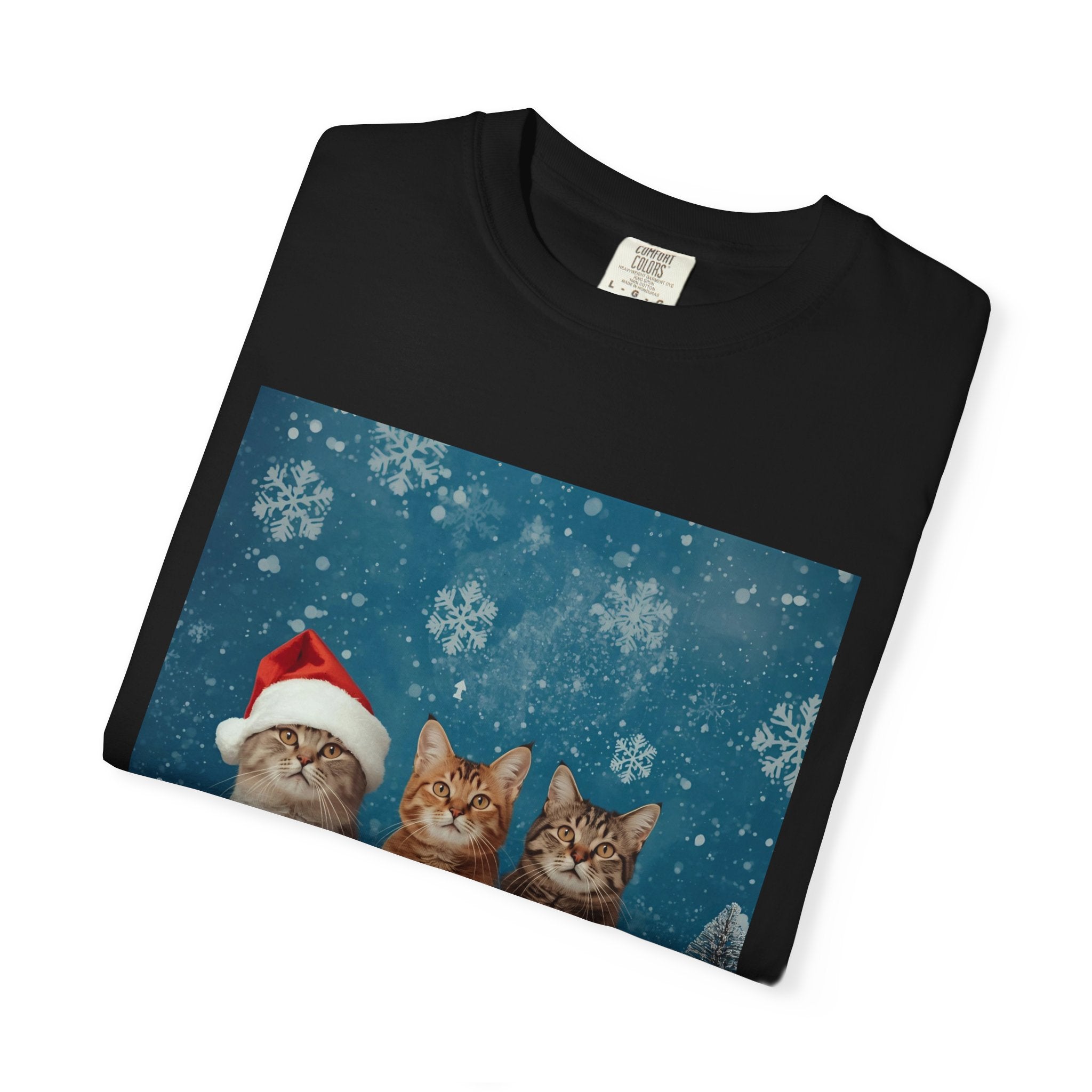 Cute Christmas Festive Cat Christmas T-Shirt, Holiday Shirt, Gift for Cat Lovers, Winter Apparel, Unisex Tee