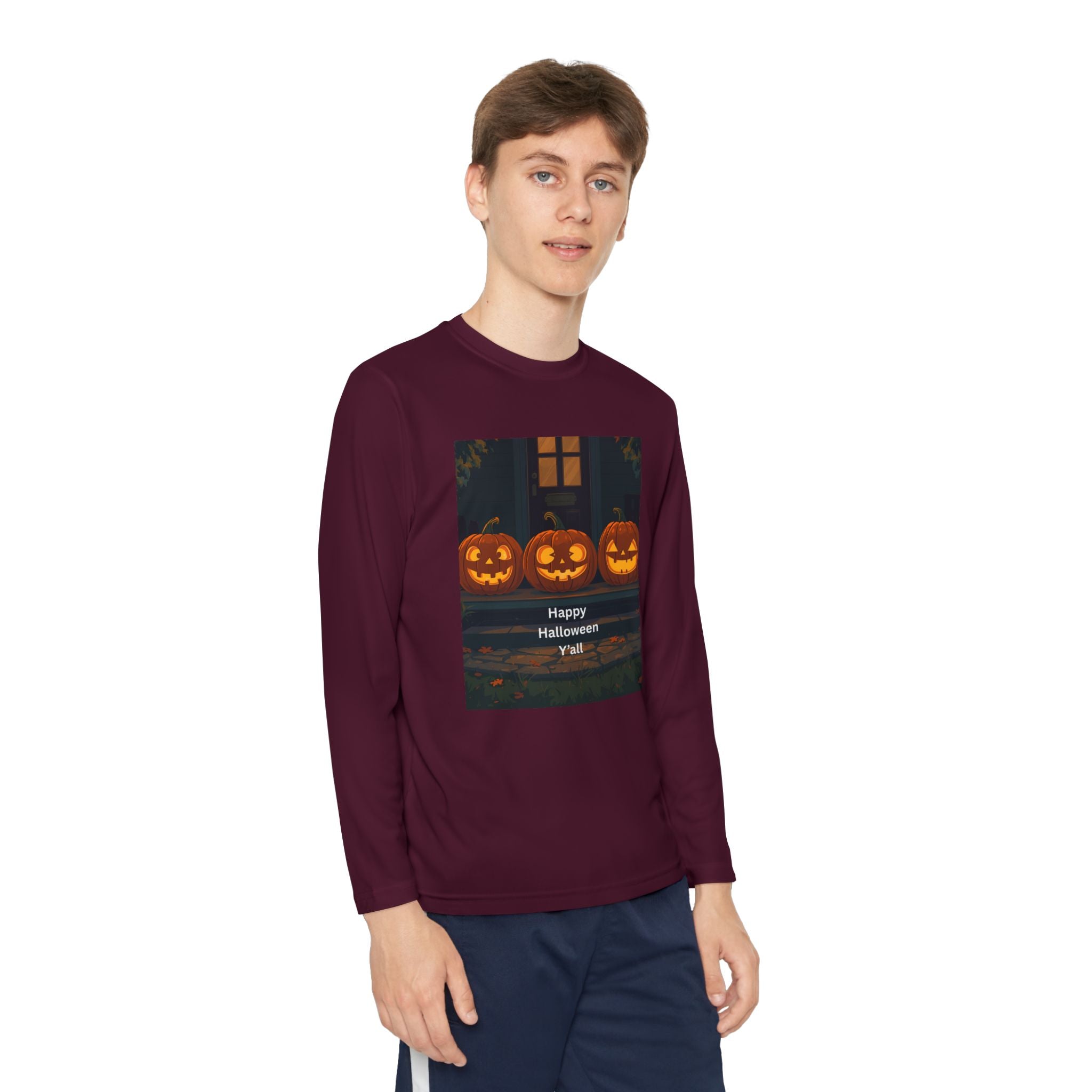 Halloween Pumpkin Youth Long Sleeve Competitor Tee