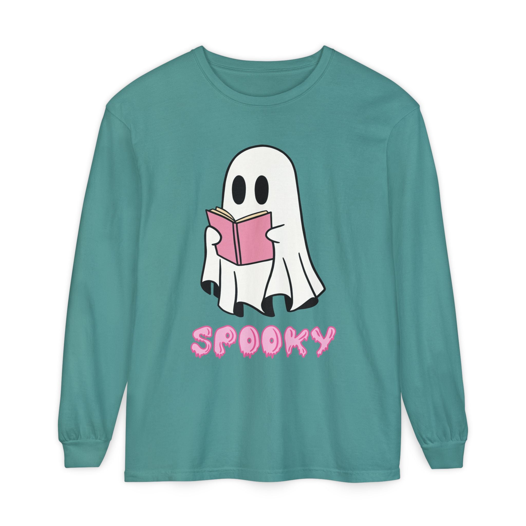 Spooky Ghost Long Sleeve T-Shirt, Halloween Shirt, Unisex Tee, Cozy Casual Apparel, Ghost Reading Book Design, Perfect for Fall [...]