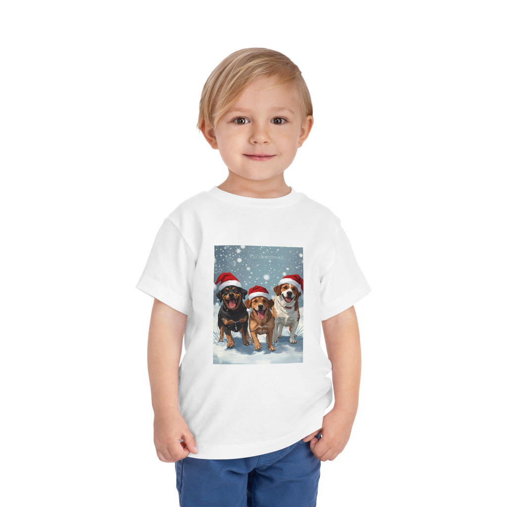 Cute Christmas Dogs Toddler Short Sleeve Tee