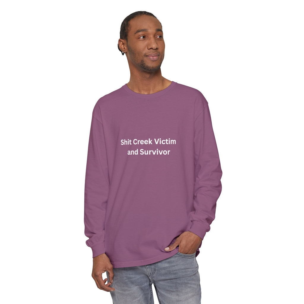 Shit Creek Survivor Long Sleeve T-Shirt, Funny Gift, Casual Wear, Humor Shirt, Birthday Gift, Unisex Apparel