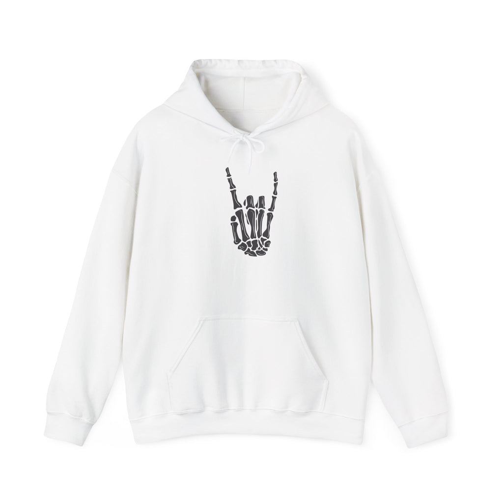 Rock On Skeleton Rock Hand Hoodie | Unisex Heavy Blend Sweatshirt, Music Lover Gift, Halloween Apparel, Cozy Casual Wear, Alternative Fashion