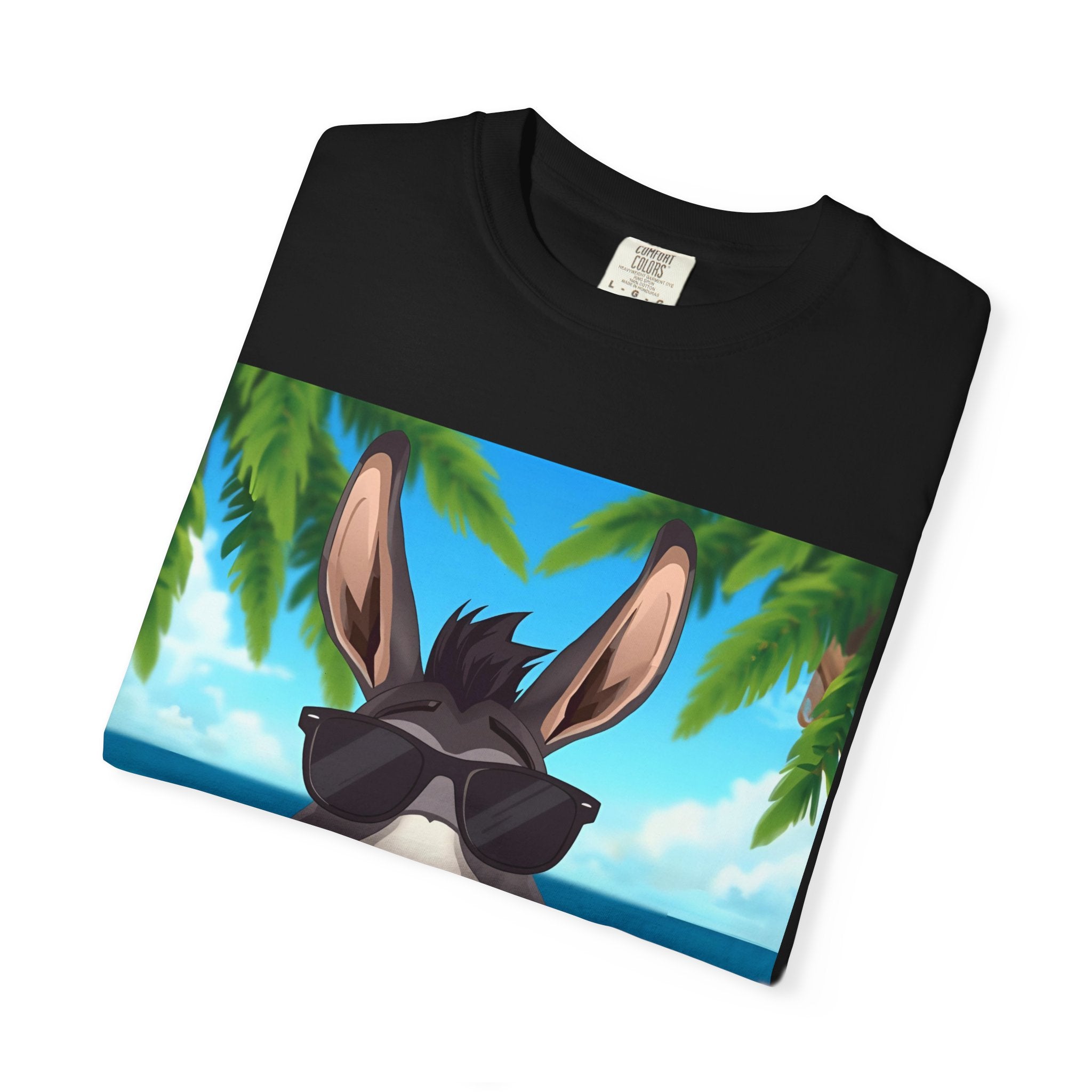 Chill Donkey Sunset T-Shirt, Unisex Summer Tee, Casual Beachwear, Gift for Animal Lovers, Fun Vacation Shirt