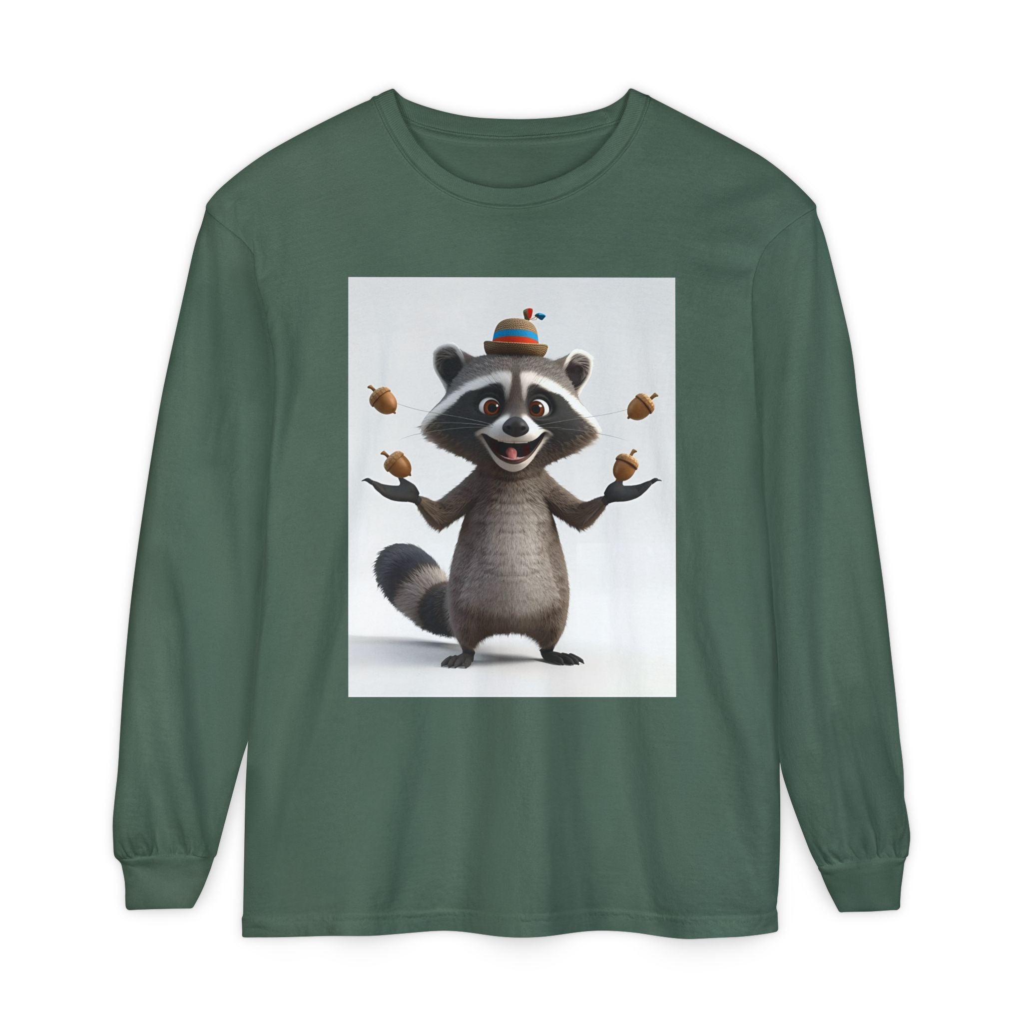 Raccoon Unisex Garment-dyed Long Sleeve T-Shirt