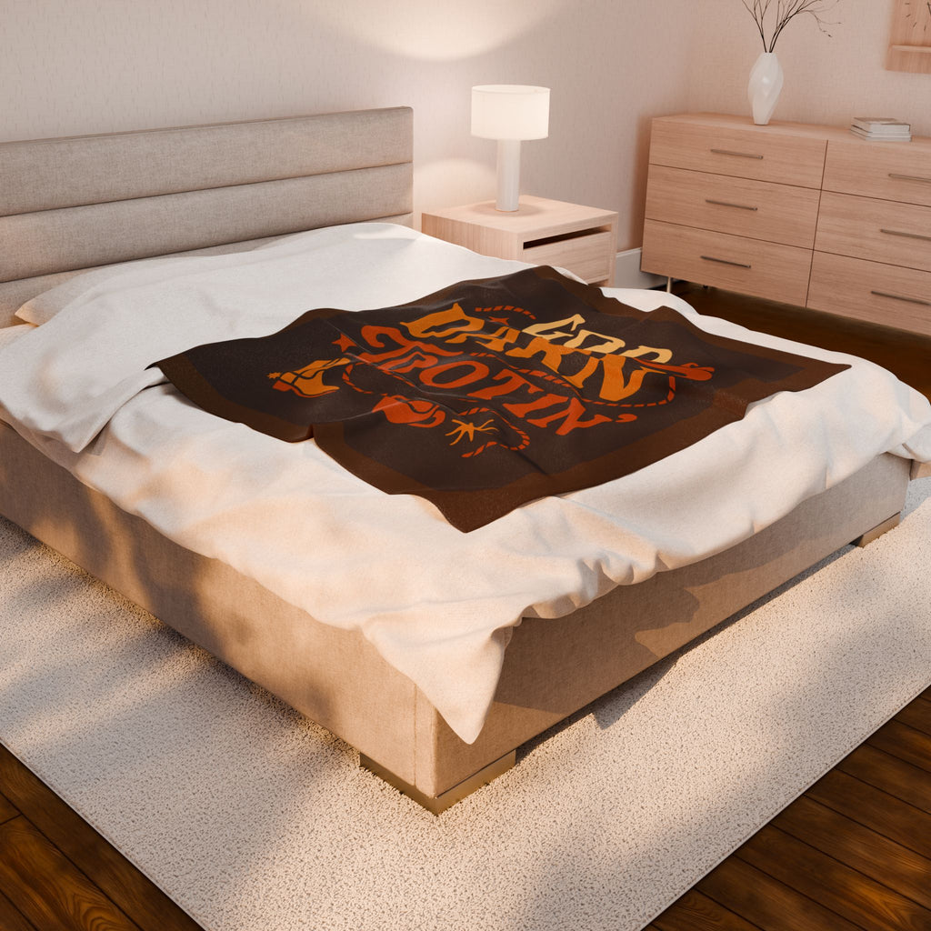 Cowboy Themed Velveteen Plush Blanket, Cozy Blanket for Home, Western Decor, Gift for Horse Lovers, Fall and Winter Decor