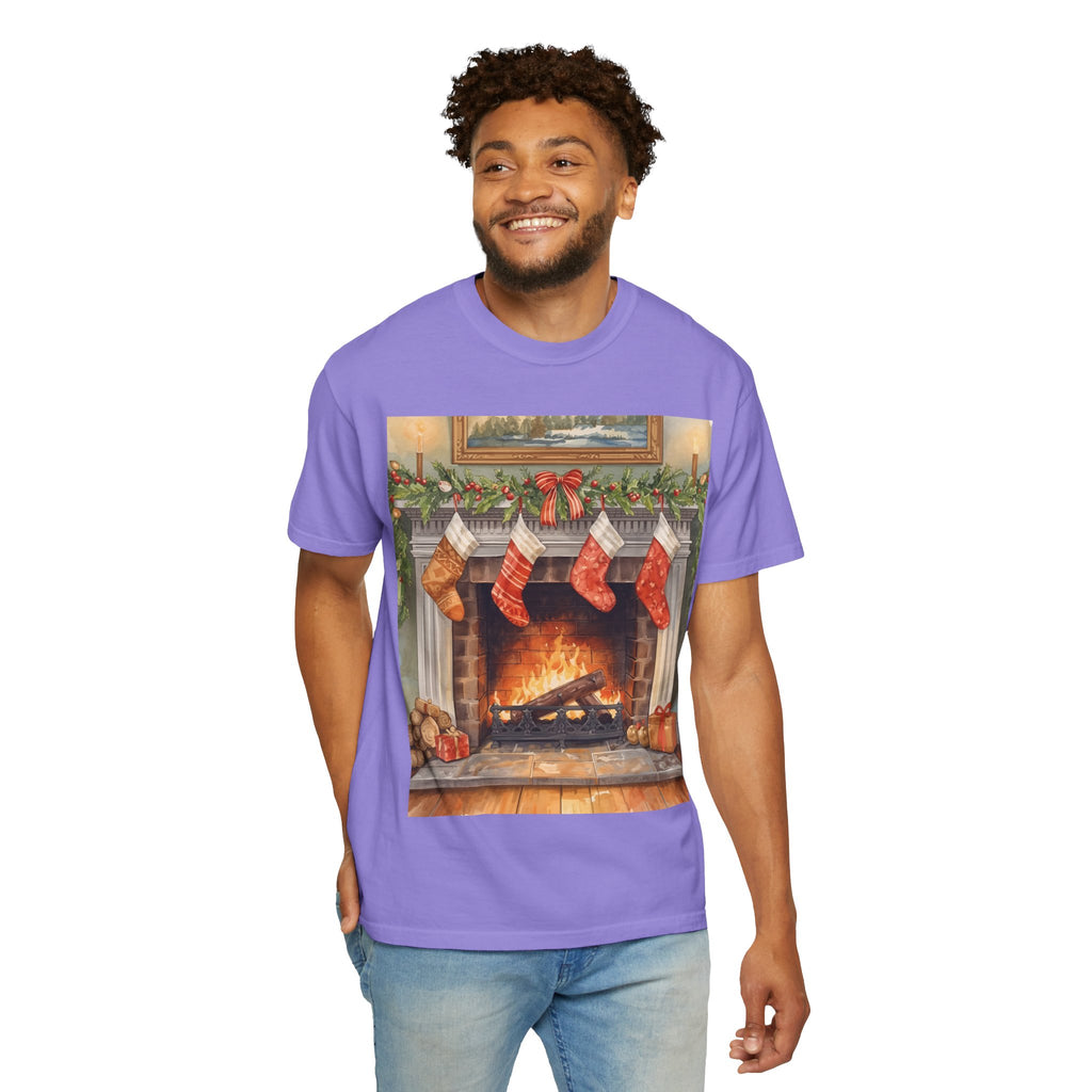 Cozy Christmas Fireplace T-Shirt | Unisex Holiday Tee | Gift for Him/Her | Festive Layering Top | Merry Christmas Apparel