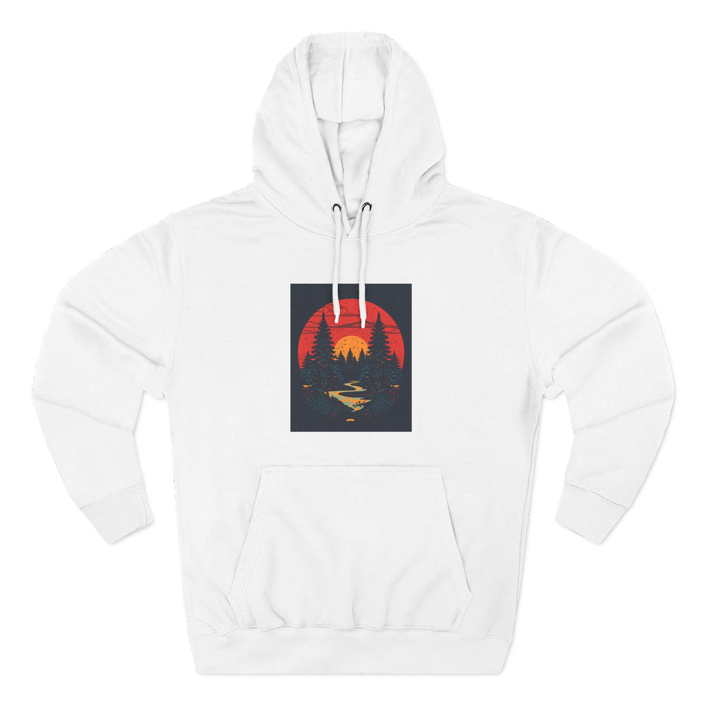 Cozy Nature Sunset Hoodie, Graphic Fleece Sweatshirt, Outdoor Apparel, Fall Fashion, Gift for Nature Lovers, Winter Wear
