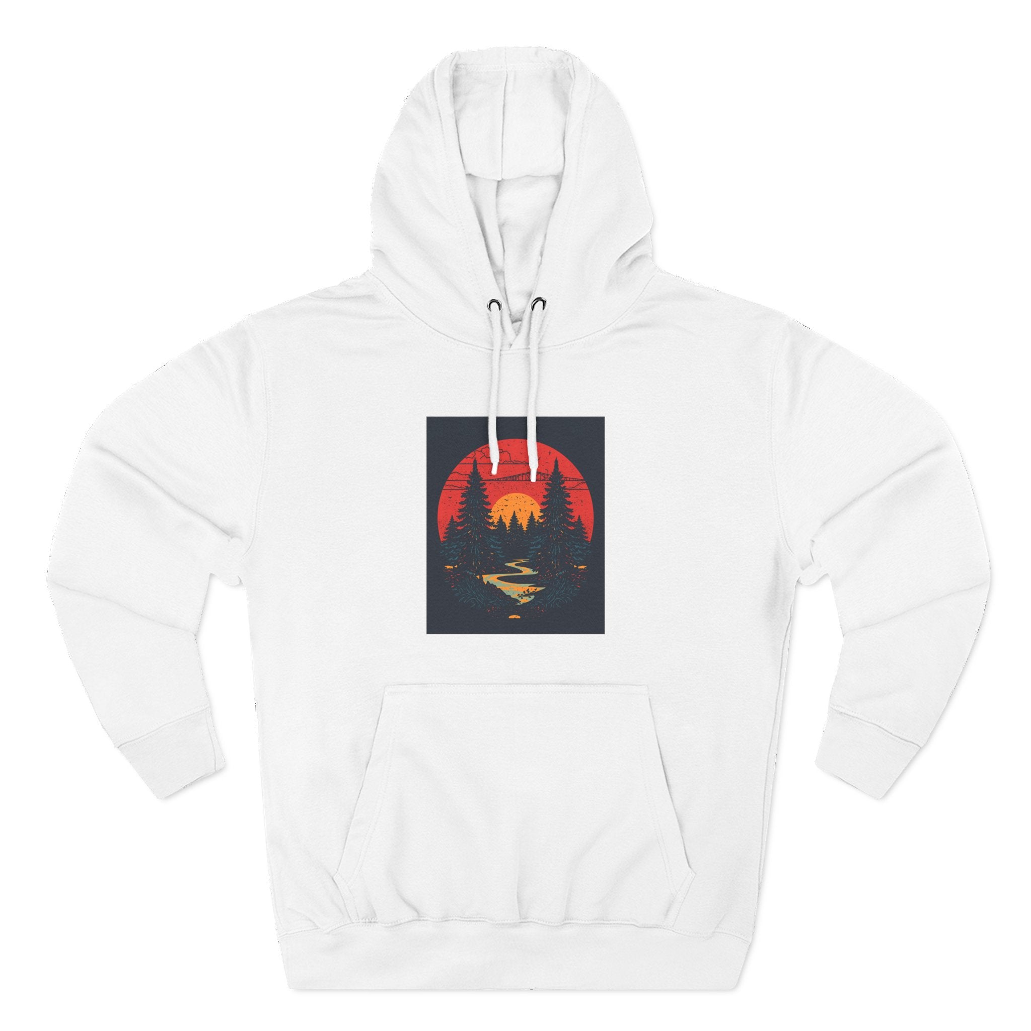 Cozy Nature Sunset Hoodie, Graphic Fleece Sweatshirt, Outdoor Apparel, Fall Fashion, Gift for Nature Lovers, Winter Wear