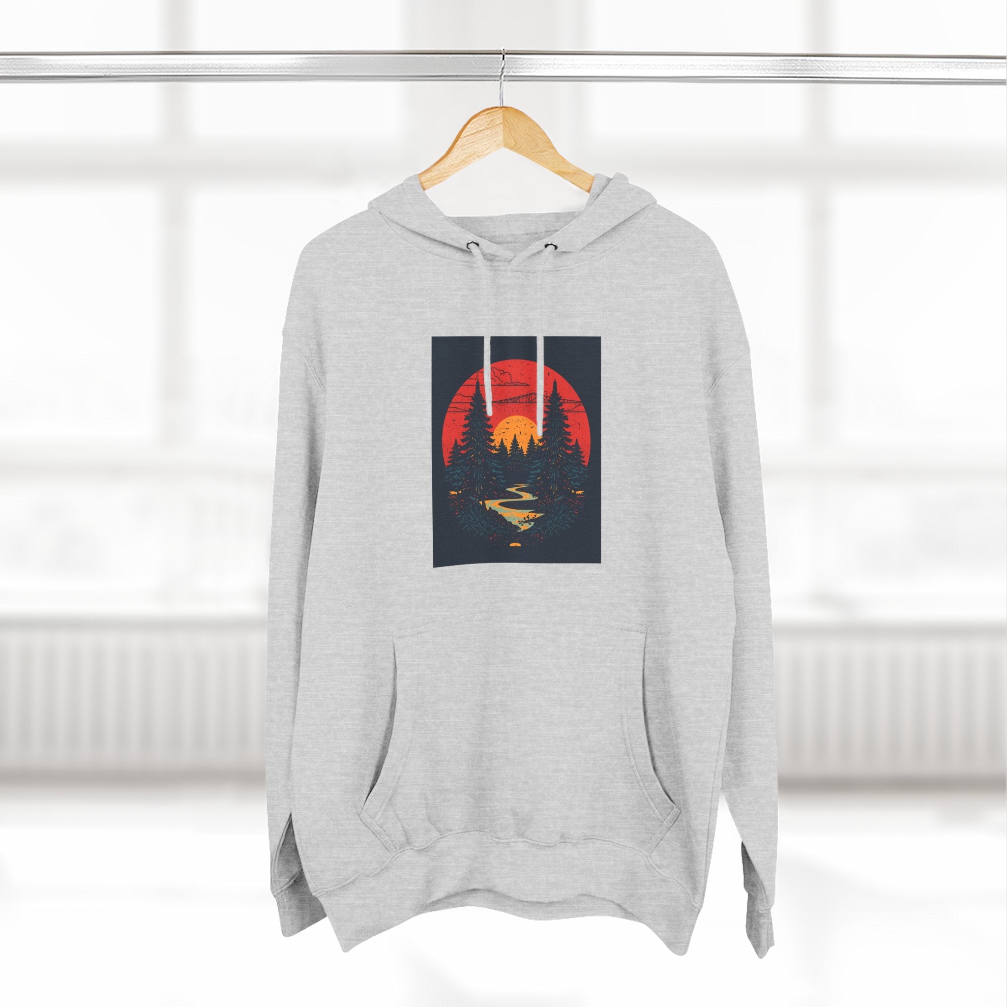 Cozy Nature Sunset Hoodie, Graphic Fleece Sweatshirt, Outdoor Apparel, Fall Fashion, Gift for Nature Lovers, Winter Wear