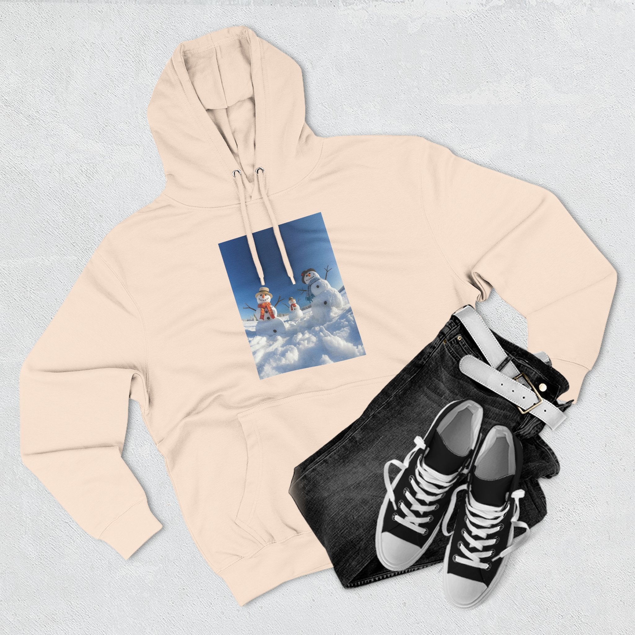 Cozy Fleece Hoodie with Fun Snowmen Design, Winter Wear, Gift for Christmas, Birthday Present, Casual Outfit, Hoodie for Snow Lovers