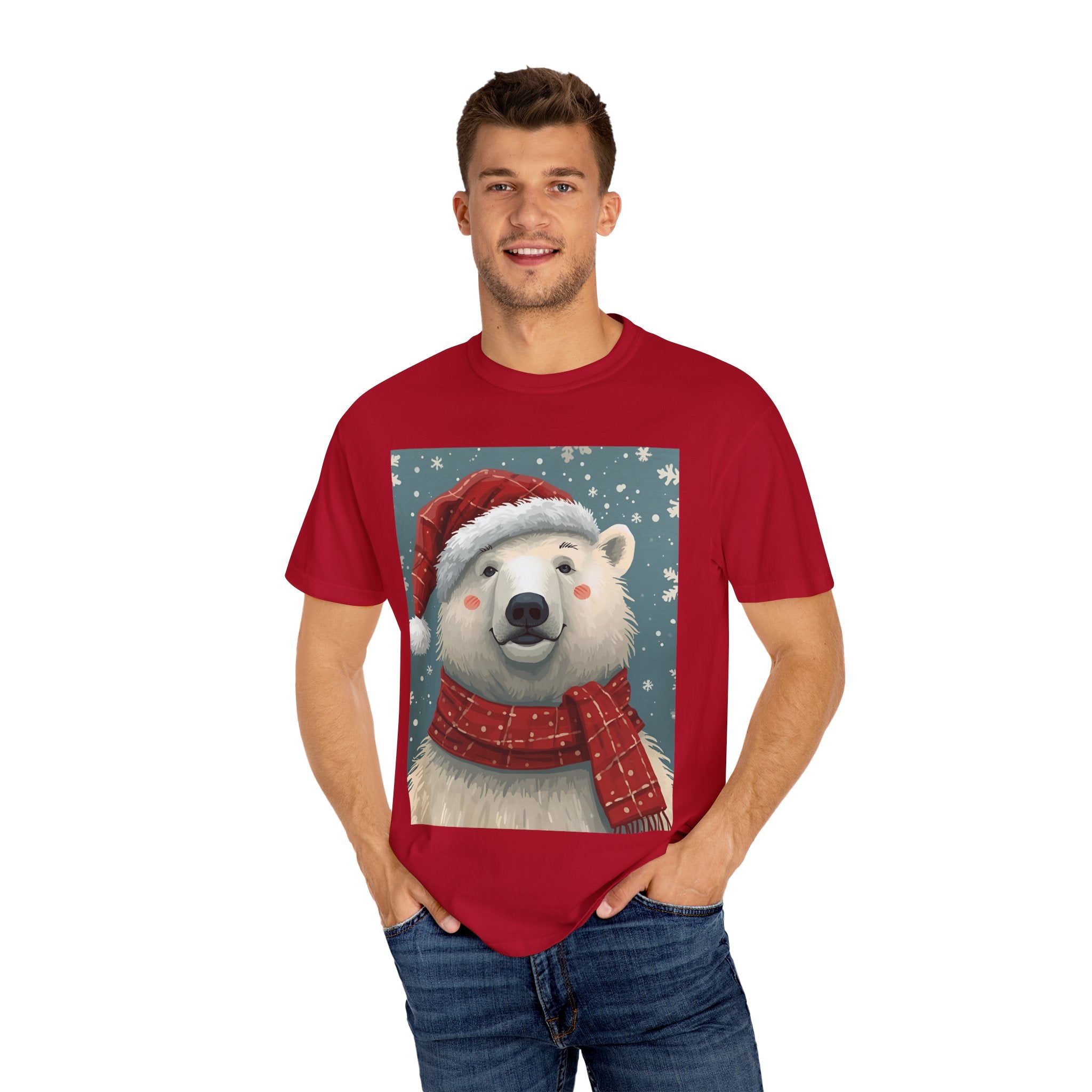 Cozy Holiday Polar Bear T-Shirt, Christmas Tee, Unisex Shirt, Festive Apparel, Gift for Animal Lovers, Winter Wear