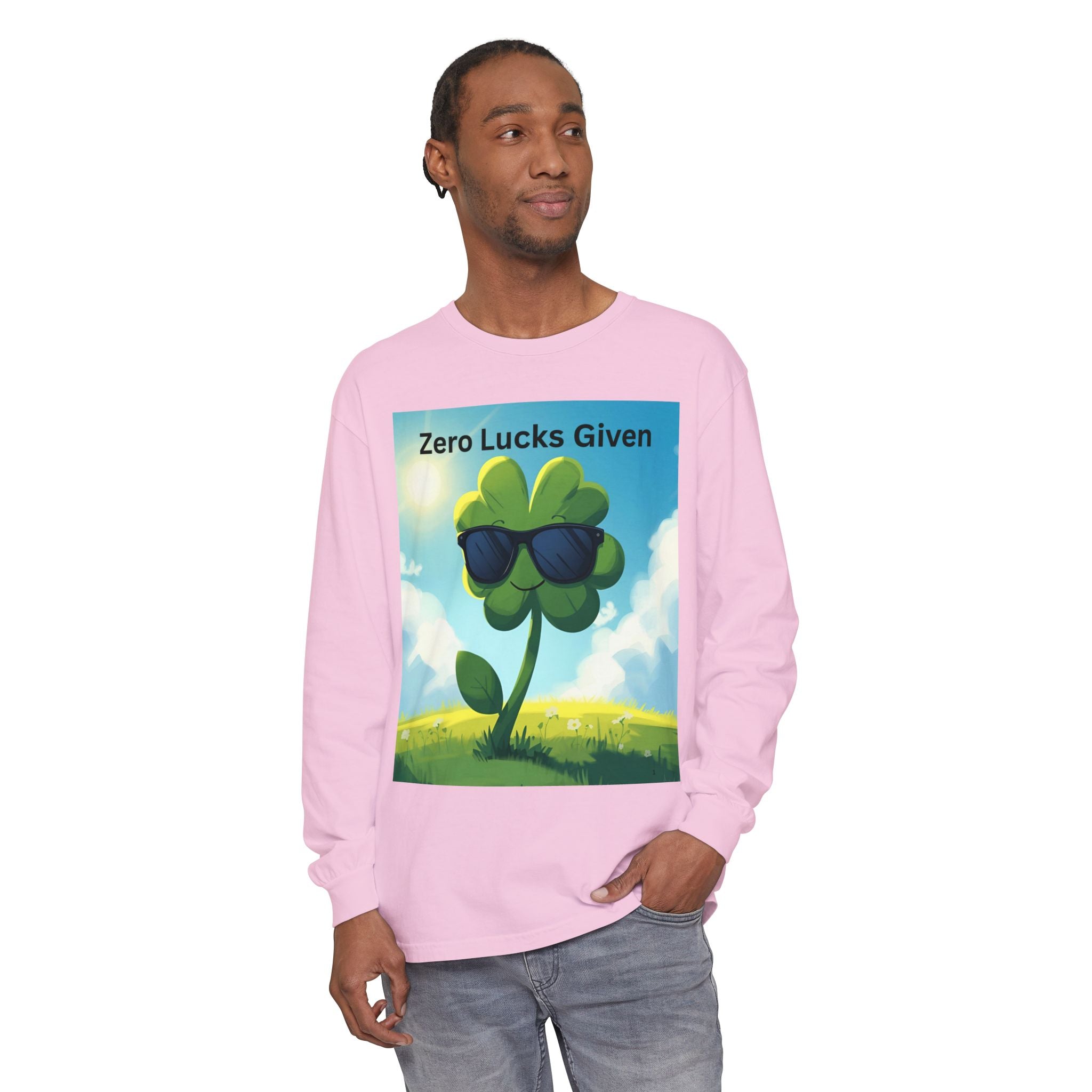 Zero Lucks Given Unisex Garment-dyed Long Sleeve T-Shirt