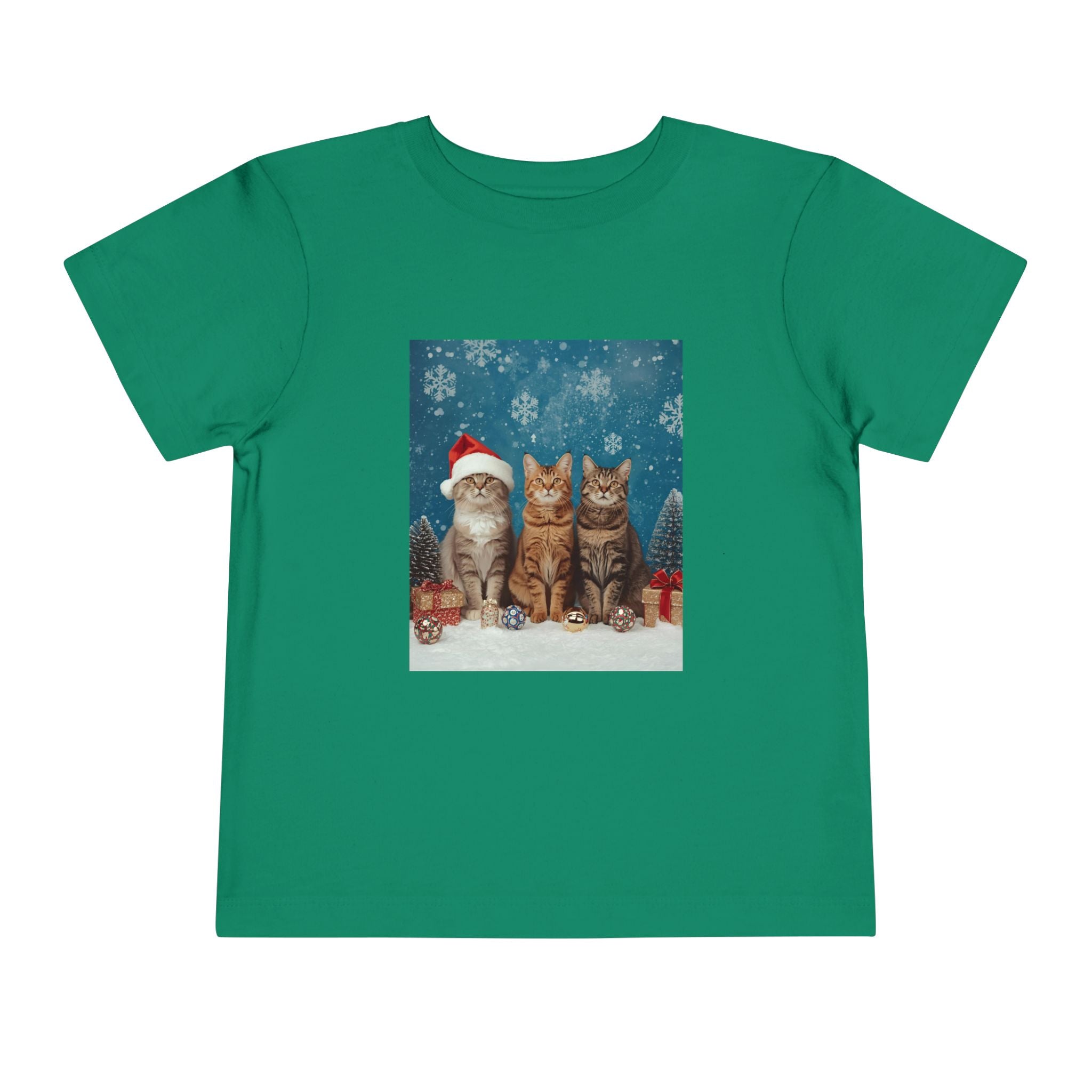 Cute Cat Festive Christmas Toddler Short Sleeve Tee