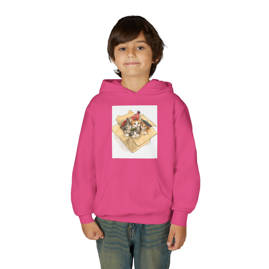 Cute Kittens In Box Youth Heavy Blend Hooded Sweatshirt