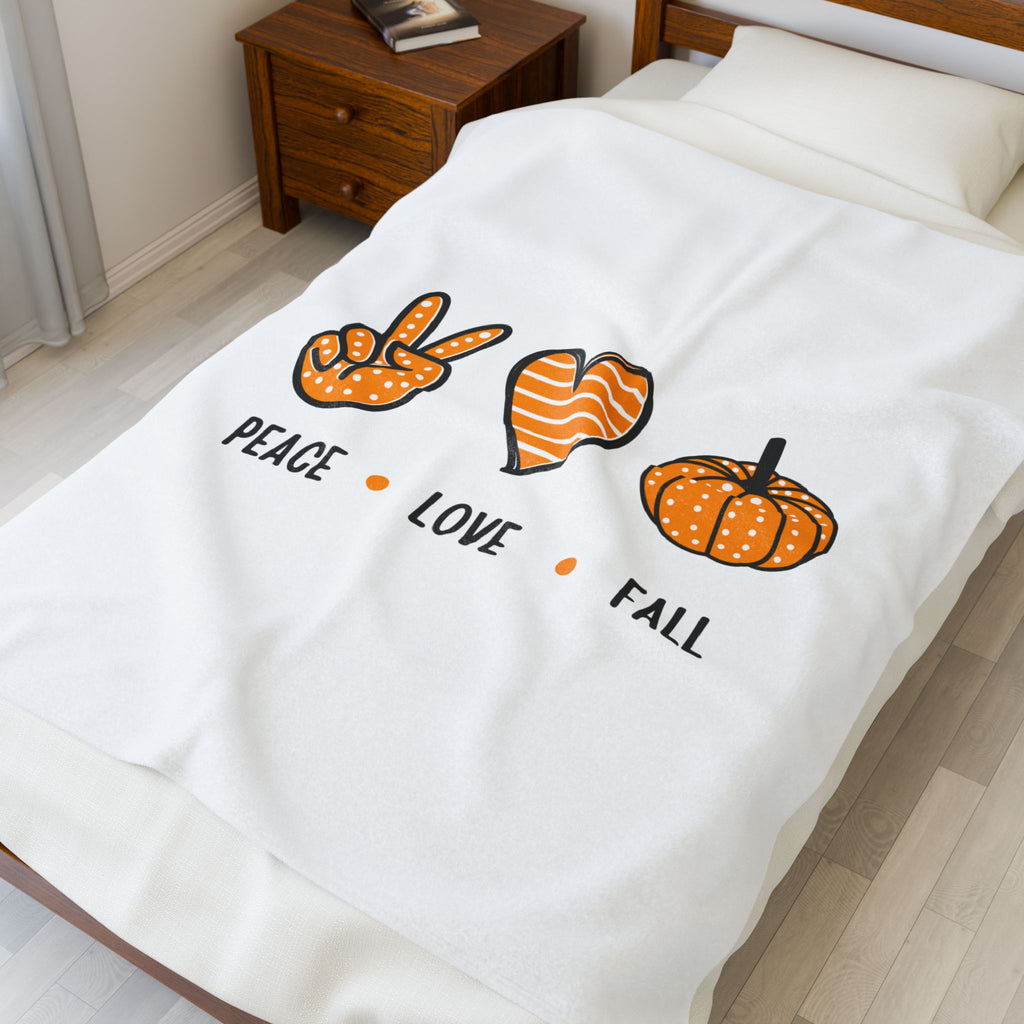 Peace Love Fall Velveteen Plush Blanket