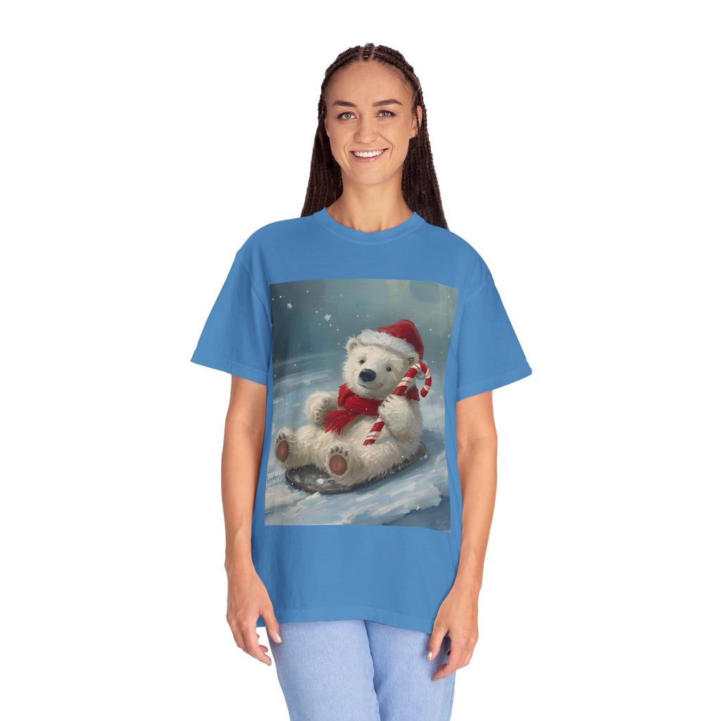 Cozy Christmas Bear T-Shirt, Winter Apparel, Holiday Gift, Family Matching Tee, Cute Polar Bear Design, Festive Outfit