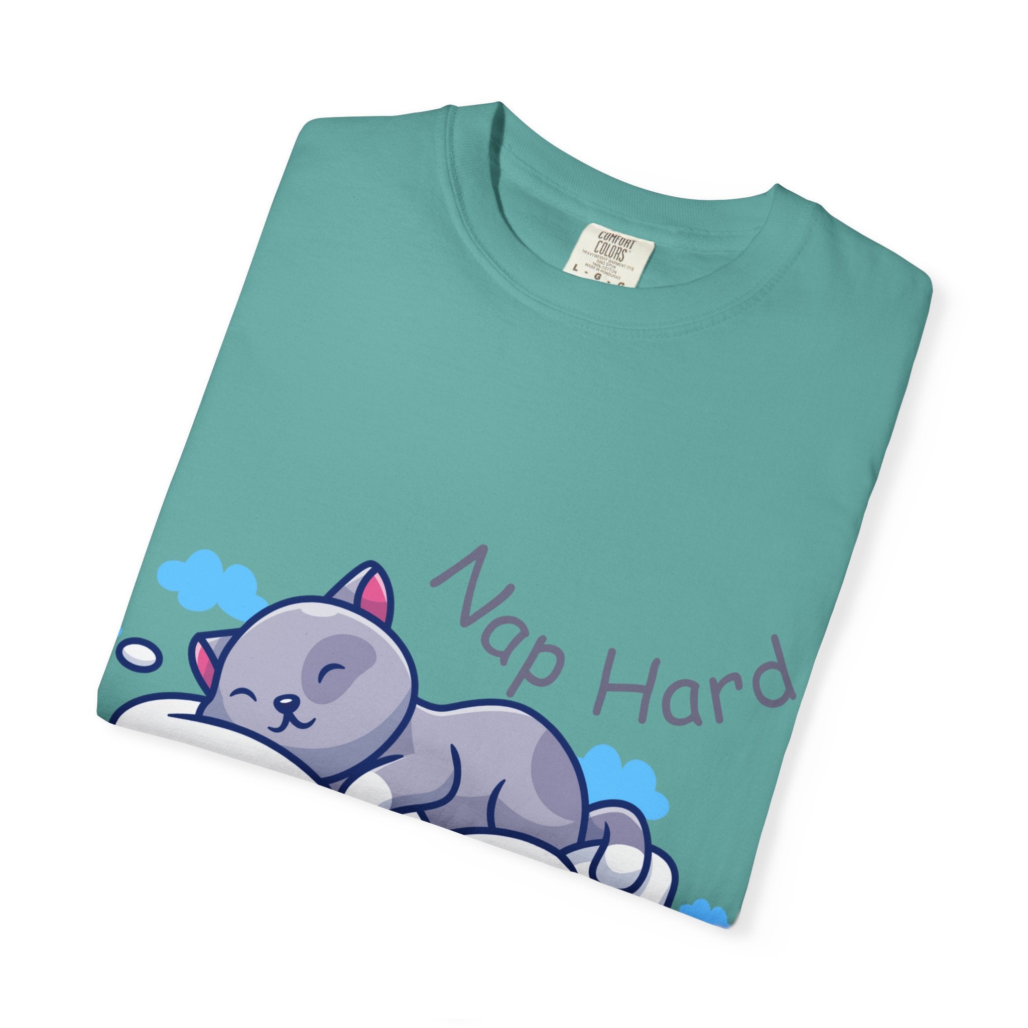 Cozy Cat Nap Hard Unisex Garment-Dyed T-shirt, Cat Lover Gift, Cozy Casual Tee, Funny Nap Shirt, Perfect for Pet Owners, Lightweight Summer Top
