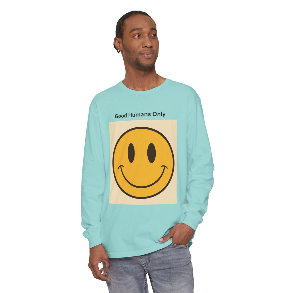 Smiley Face Unisex Garment-dyed Long Sleeve T-Shirt