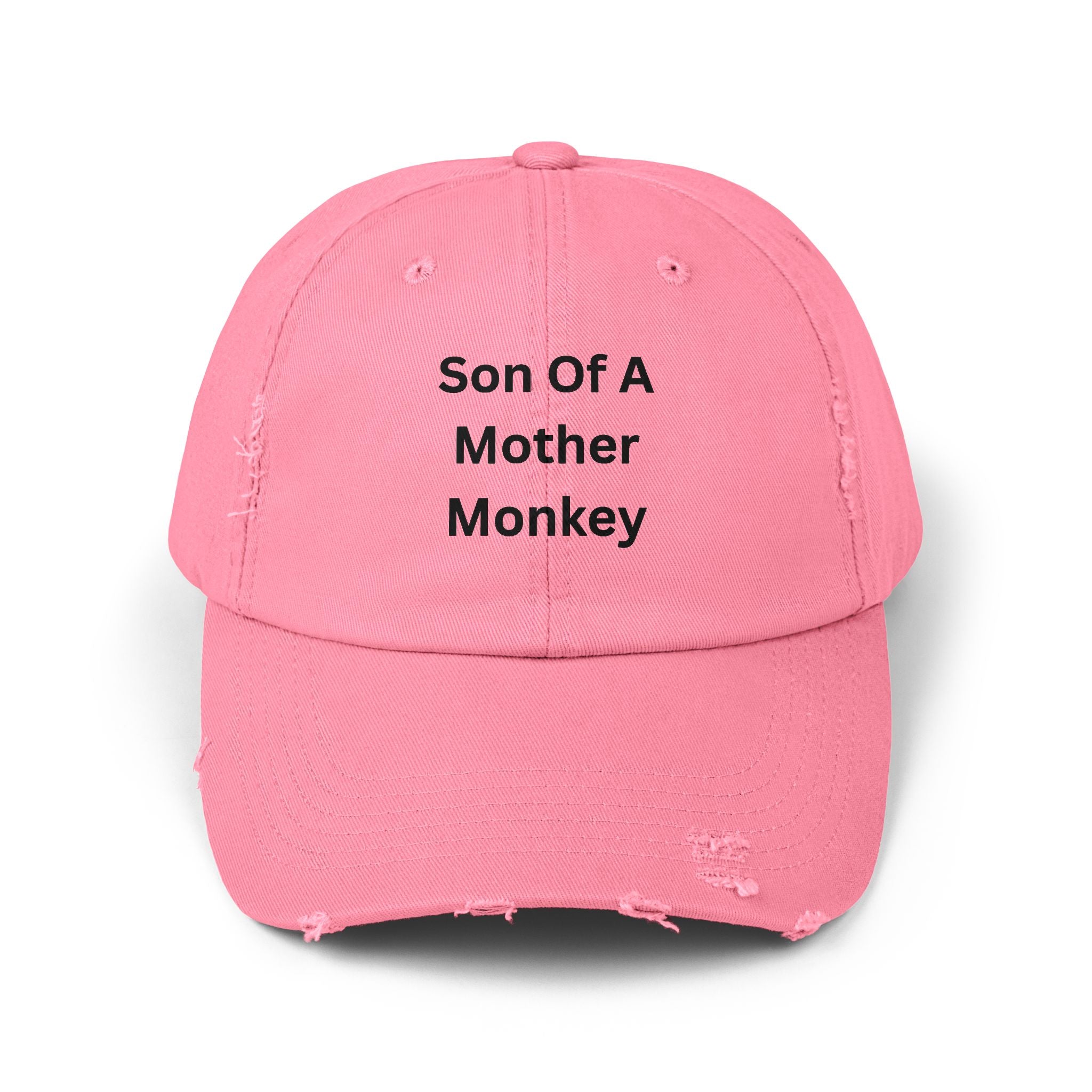 Unisex Distressed Cap featuring 'Son Of A Mother Monkey', Funny Gift, Casual Style, Birthday Hat, Everyday Wear, Unique Statement Cap