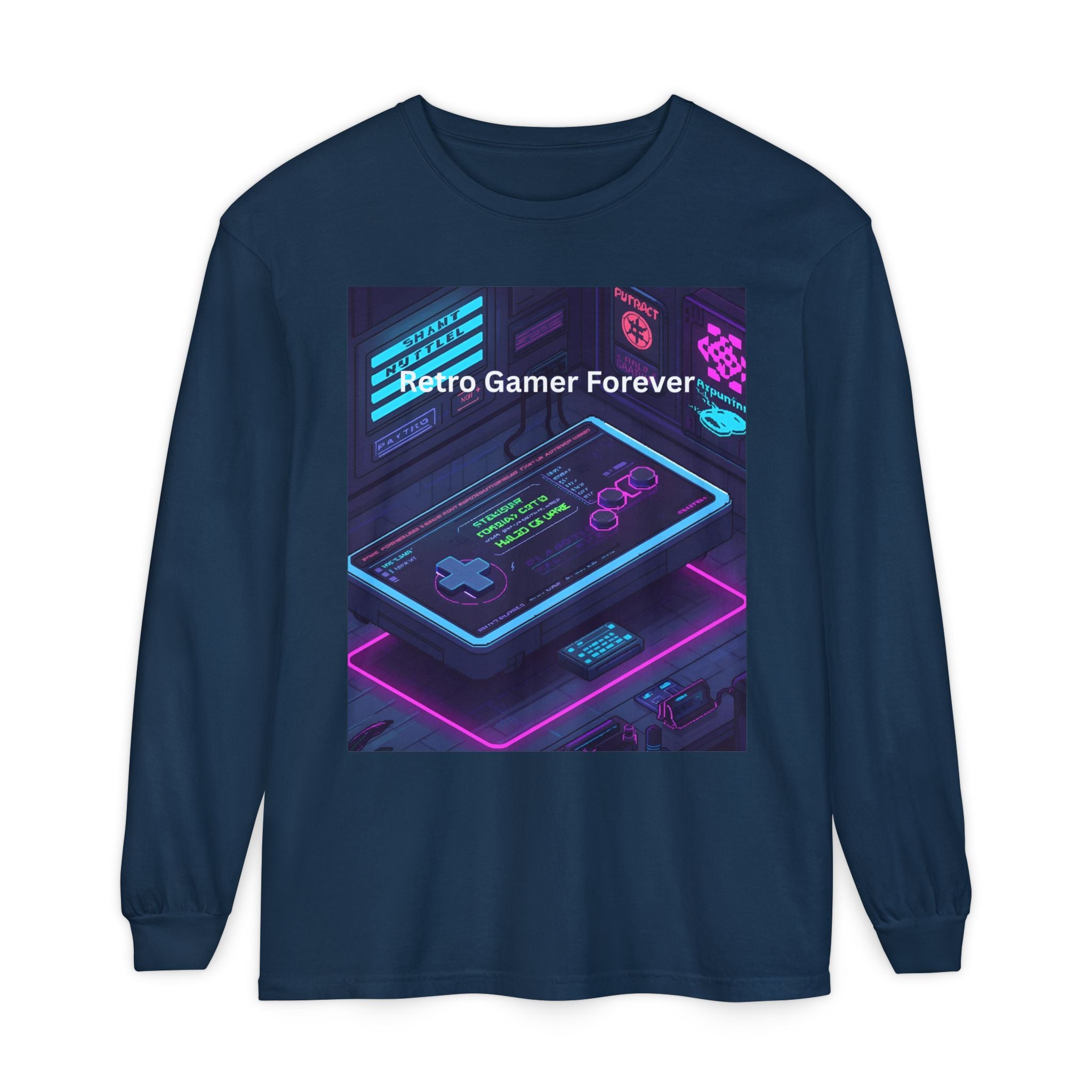Retro Game Controller Unisex Garment-dyed Long Sleeve T-Shirt